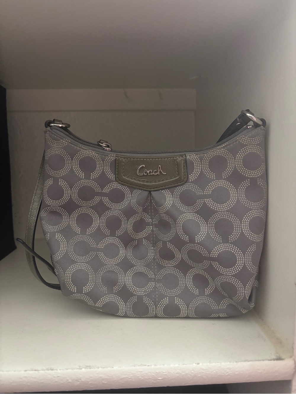 Coach Taupe Gray Signature Shoulder Bag